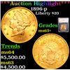 ***Auction Highlight*** 1896-p Gold Liberty Double Eagle $20 Graded ms63+ By SEGS (fc)