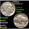 1936-p Buffalo Nickel 5c Grades Choice+ Unc