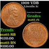 1909 VDB Lincoln Cent 1c Grades GEM Unc RB