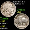 1913-d TY I Buffalo Nickel 5c Grades xf
