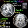 ***Auction Highlight*** 1987 Silver Eagle Dollar $1 Graded ms70 By SEGS (fc)