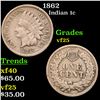 Image 1 : 1862 Indian Cent 1c Grades vf+
