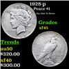 1928-p Peace Dollar $1 Grades xf+