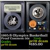Image 1 : Proof 1995-S Olympics Basketball Modern Commem Half Dollar 50c Graded GEM++ Proof Deep Cameo By USCG