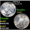 Image 1 : 1924-p Peace Dollar $1 Grades GEM+ Unc