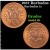 Image 1 : 1987 Barbados 1 Cent 1c KM-10 Grades Choice Unc RB