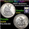Image 1 : ***Auction Highlight*** 1855 Arrows Seated Half Dollar 50c Graded Choice Unc By USCG (fc)