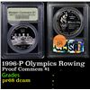 Image 1 : Proof 1996-P Olympics Rowing Modern Commem Dollar $1 Graded GEM++ Proof Deep Cameo By USCG