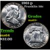 Image 1 : 1961-p Franklin Half Dollar 50c Grades Select+ Unc