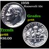 Image 1 : Proof 1958 Roosevelt Dime 10c Grades GEM++ Proof