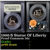 Image 1 : Proof 1986-S Statue Of Liberty Modern Commem Half Dollar 50c Graded GEM++ Proof Deep Cameo By USCG