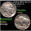 Image 1 : 1936-p Buffalo Nickel Mint Error 5c Grades Choice Unc