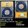 Image 1 : ANACS 1917-p TY II Standing Liberty Quarter 25c Graded ms63 By ANACS