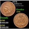 Image 1 : 1878 Indian Cent 1c Grades xf