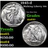 Image 1 : 1945-d Walking Liberty Half Dollar 50c Grades Choice+ Unc