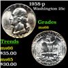 Image 1 : 1958-p Washington Quarter 25c Grades GEM+ Unc