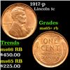 Image 1 : 1917-p Lincoln Cent 1c Grades Gem+ Unc RB