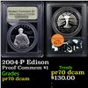 Image 1 : Proof 2004-P Edison Modern Commem Dollar $1 Graded GEM++ Proof Deep Cameo By USCG