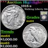 Image 1 : ***Auction Highlight*** 1918-s Walking Liberty Half Dollar 50c Graded Choice Unc By USCG (fc)