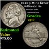 Image 1 : 1943-p Jefferson Nickel Mint Error 5c Grades vg+