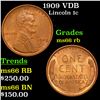 Image 1 : 1909 VDB Lincoln Cent 1c Grades GEM+ Unc RB