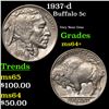 Image 1 : 1937-d Buffalo Nickel 5c Grades Choice+ Unc