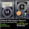 Image 1 : Proof 1996-S Olympics Soccer Modern Commem Half Dollar 50c Graded GEM++ Proof Deep Cameo By USCG