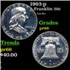 Image 1 : Proof 1963-p Franklin Half Dollar 50c Grades GEM+ Proof