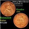 Image 1 : 1919-p Lincoln Cent Mint Error 1c Grades vf+