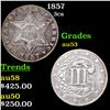 Image 1 : 1857 Three Cent Silver 3cs Grades Select AU