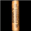 Image 4 : Mixed small cents 1c orig shotgun roll, 1918-d Wheat Cent, 1891 Indian Cent other end, brinks Wrappe