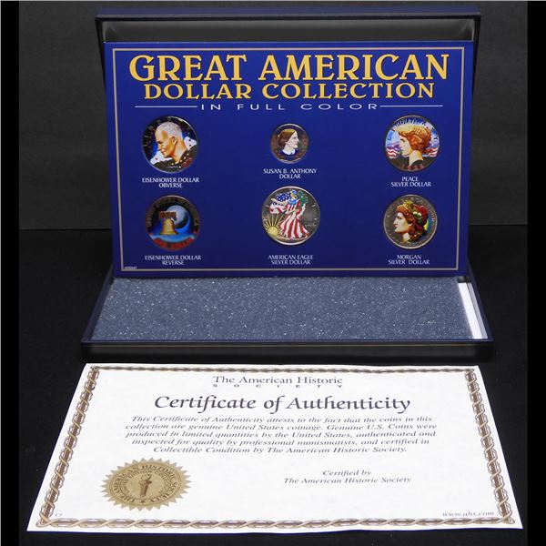 Dollar Collection Great American Dollar Collection in Full Color! - 6 Coin Set in Case w/ COA