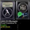 Image 1 : Proof 1992-S Olympic Modern Commem Dollar $1 Graded GEM+ Proof Deep Cameo By USCG