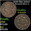 1843 Sm letter Braided Hair Large Cent 1c Grades vf details