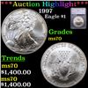 ***Auction Highlight*** 1997 Silver Eagle Dollar $1 Graded ms70 By SEGS (fc)