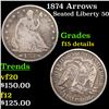 Image 1 : 1874 Arrows Seated Half Dollar 50c Grades F Details