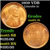 Image 1 : 1909 VDB Lincoln Cent 1c Grades GEM Unc RB