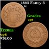 Image 1 : 1865 Fancy 5 Two Cent Piece 2c Grades vg, very good