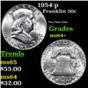 Image 1 : 1954-p Franklin Half Dollar 50c Grades Choice+ Unc