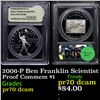 Image 1 : Proof 2006-P Ben Franklin Scientist Modern Commem Dollar $1 Graded GEM++ Proof Deep Cameo By USCG