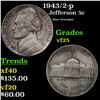 Image 1 : 1943/2-p Jefferson Nickel 5c Grades vf+