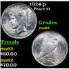 Image 1 : 1924-p Peace Dollar $1 Grades Select Unc