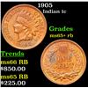 Image 1 : 1905 Indian Cent 1c Grades Gem+ Unc RB