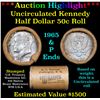 Image 1 : Full solid Bank Of America Uncirculated Kennedy 50c Roll 1965 & P Ends in Brandt Wrapper