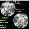 Image 1 : 1922-p Peace Dollar $1 Grades Choice Unc