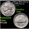 Image 1 : 1983-p Jefferson Nickel Mint Error 5c Grades Select Unc