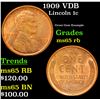 Image 1 : 1909 VDB Lincoln Cent 1c Grades GEM Unc RB