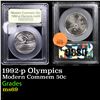 Image 1 : 1992-p Olympics Modern Commem Half Dollar 50c Graded Gem+++++ Unc BY USCG