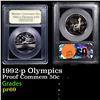 Image 1 : Proof 1992-s Olympics Modern Commem Half Dollar 50c Graded GEM++ Proof Deep Cameo BY USCG