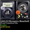 Image 1 : Proof 1995-S Olympics Baseball Modern Commem Half Dollar 50c Graded GEM++ Proof Deep Cameo BY USCG
